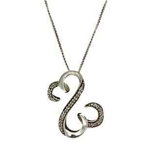 Sterling Silver & Diamond Jane Seymour JWBR Open Hearts Pendant 18" Necklace Kay